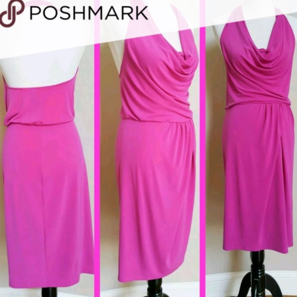 VS Plunge Draped Halter Dress